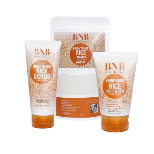Bnb Whitening Rice Organic Glow Kit | Organic Rice Facial Skin Care Kit,
